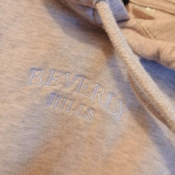 DIVIDED H&M Beverly Hills CA Hoodie Sweatshirt women S Pink Gray pullover Soft! - Picture 3 of 5